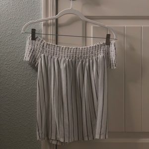 Off the shoulder striped shirt !